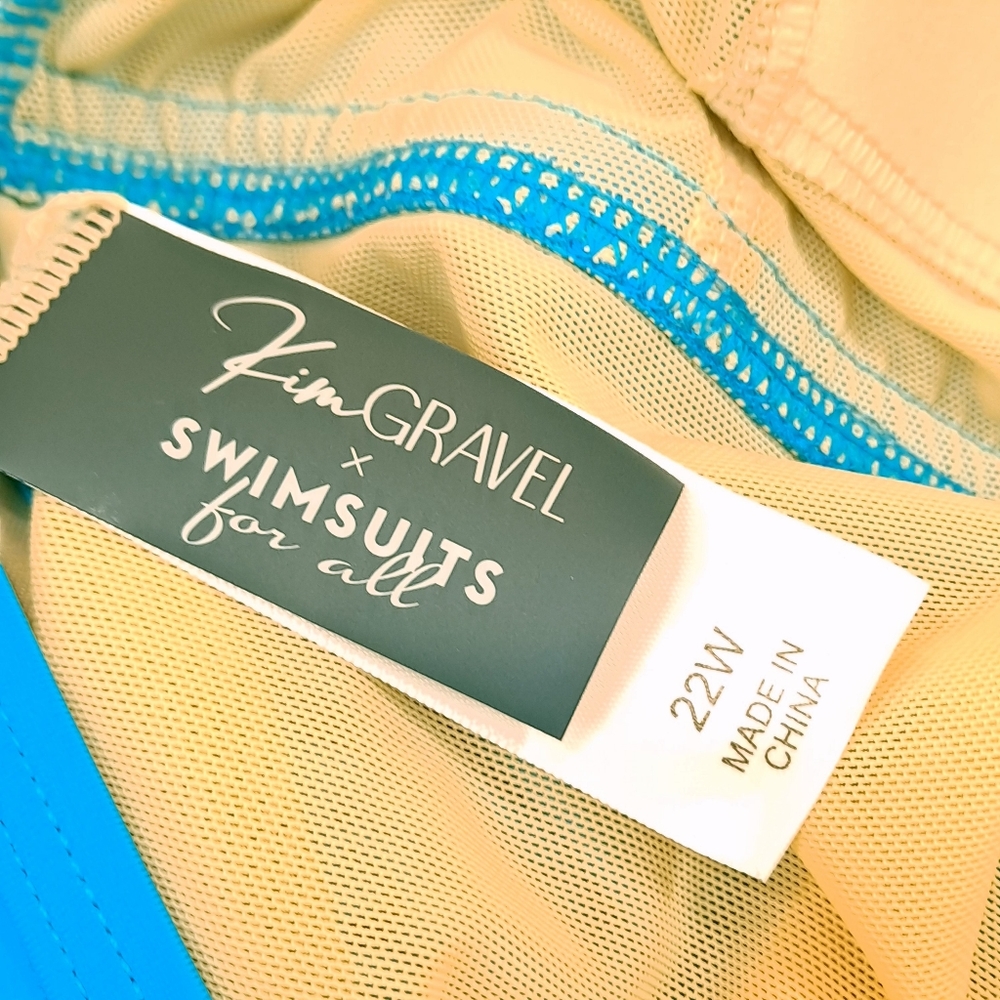 NWOT Swimsuits for All x Kim Gravel Fringe One-Piece Swimsuit Calypso Blue - 22W - Picture 10 of 12